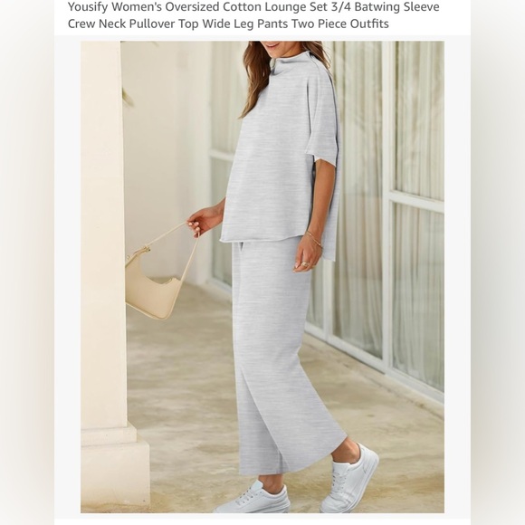 NWT Light Gray 3/4 Sleeve Top and Pants Set-S - Picture 9 of 13